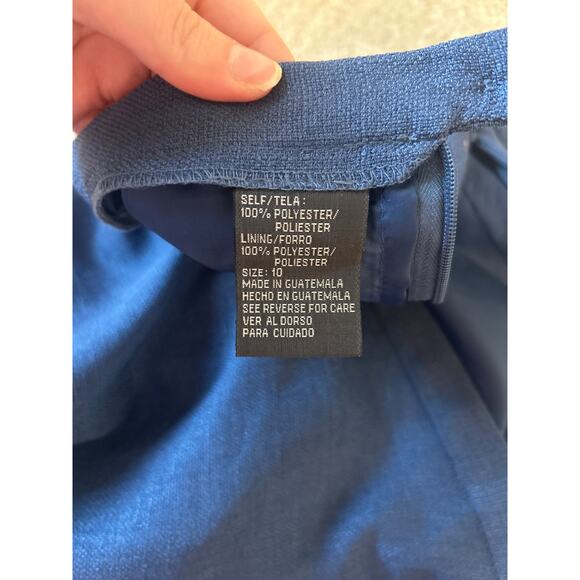 Clio Retro Style Blue Tailored Blazer Suit A Line Skirt Career Office Size 10 - Picture 9 of 11